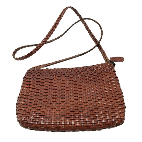 Cole Haan Handbags - Cole Haan Brown Woven Leather Cross Body Purse Hand Crafted In Turkey